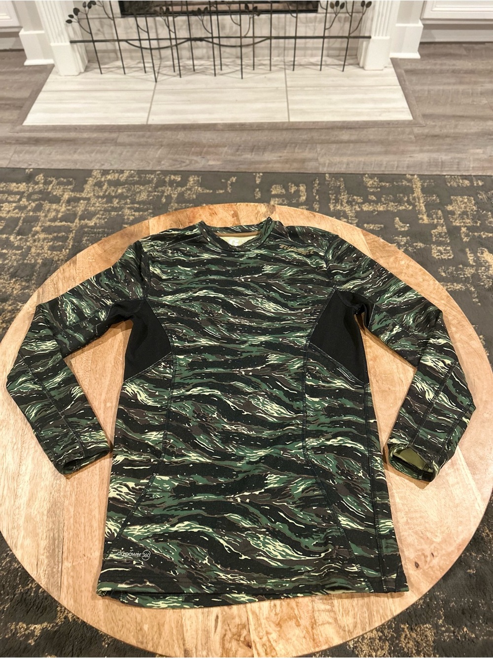 Russell Athletic Men’s Light Green Camo Performance Top/Warm Base Layer